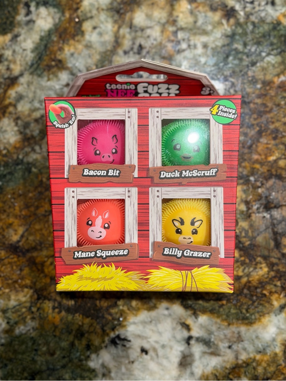 teenie NEEDOH Fuzz Ball
Farmyard 4-Pack - Pink Green Orange Yellow AUTHENTIC
